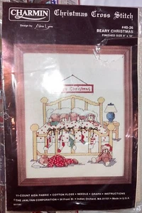 Charmin Christmas Cross Stitch "Beary Christmas" #40-26  8 X 10 Xmas Bear Frame - Picture 1 of 4