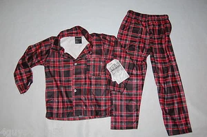Boys L/S Pajama Set RED BLACK GRAY PLAID Soft Flannel Like Material  4 - Picture 1 of 1
