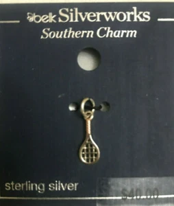 Charm racchetta da tennis Belk Silverworks argento sterling 3/4 in totale NUOVO - Foto 1 di 4
