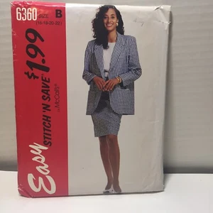 Easy Stitch 'n Save 6360 Size 16-22 Misses' Unlined Jacket Top Skirt - Picture 1 of 3