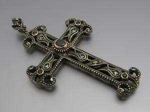 REIF-DESIGN - ANTIKER SAFIR DIAMANT KREUZANHÄNGER - HISTORISMUS - UM 1880 - Bild 1 von 8