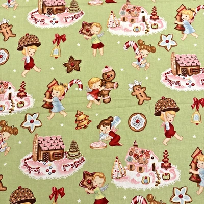 Raro Difícil de Encontrar 2008 Alexander Henry Colección Navidad "Angel Cakes" Tela 43" x 35 Foto 1 de 4