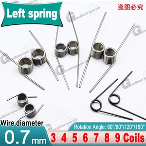 Torsion Spring 3-9 Coil (10 pcs), 0.7mm Wire dia, 4 ~ 8mm OD, Left spring Steel - Picture 1 of 28
