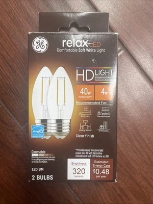 GE Lighting Relax HD LED Light Bulbs, Soft White, Clear, 320 Lumens, 2 Count - Image 1 of 4