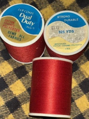 3 Lot New J&P Coats Dual Duty Thread #184 Brick Rust Sews All Fabrics 325 Yd Ea - Image 1 of 4
