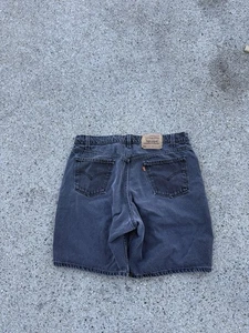 Vintage Orange Tab 550 Levi Black Jorts 38 Nice Fading Baggy Excellent Condition - Picture 1 of 6