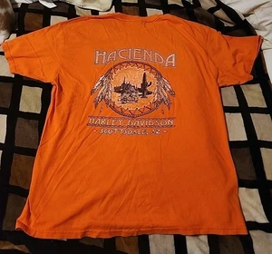 Vtg Y2K Hacienda Harley-Davidson Scottsdale AZ Orange T-Shirt Men's XL USA K - Picture 1 of 9