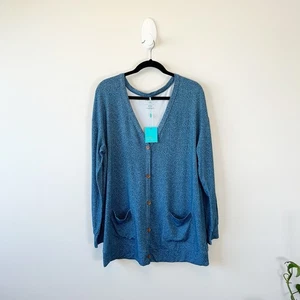 Posh Peanut Women's French Terry Button Cardigan Indigo Size Small Medium NWT's - Picture 1 of 11
