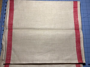Vintage Linen Kitchen TOWELING TOWEL FABRIC Red Stripes 16"w 48"L - Picture 1 of 2