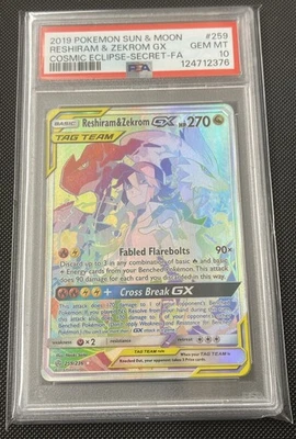 Reshiram & Zekrom GX Cosmic Eclipse PSA 10 Gem Mint 259/236 - Image 1 of 2