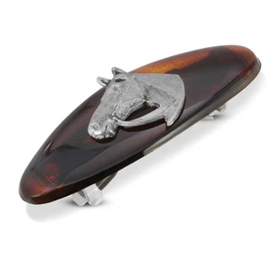 1928 Jewelry Brown Tortoise Horse Head 1.92 Inch Hair Barrette Clip, (1 Pcs),... - Foto 1 di 2