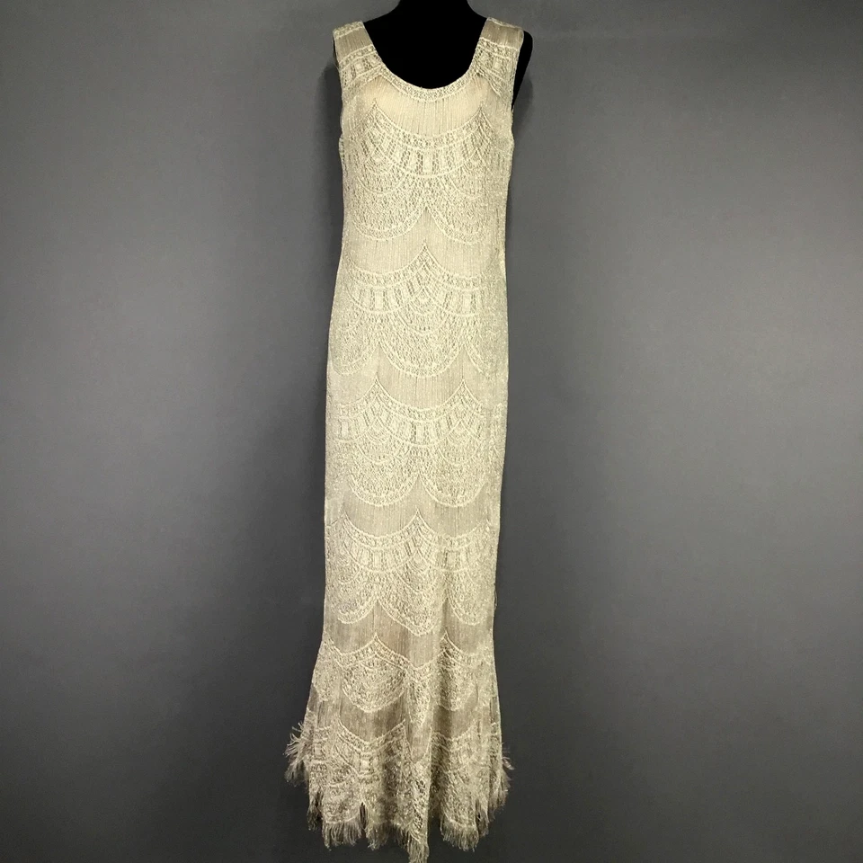 Vestido Damianou Mujer Mediano Cuentas Flecos Maxi Sin Mangas Vestido de Noche EE. UU. Foto 1 de 4