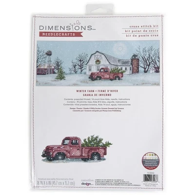 Dimensions Counted Cross Stitch Kit 18"X6"-Winter Farm (14 Count) - 70-08998 - Image 1 of 4