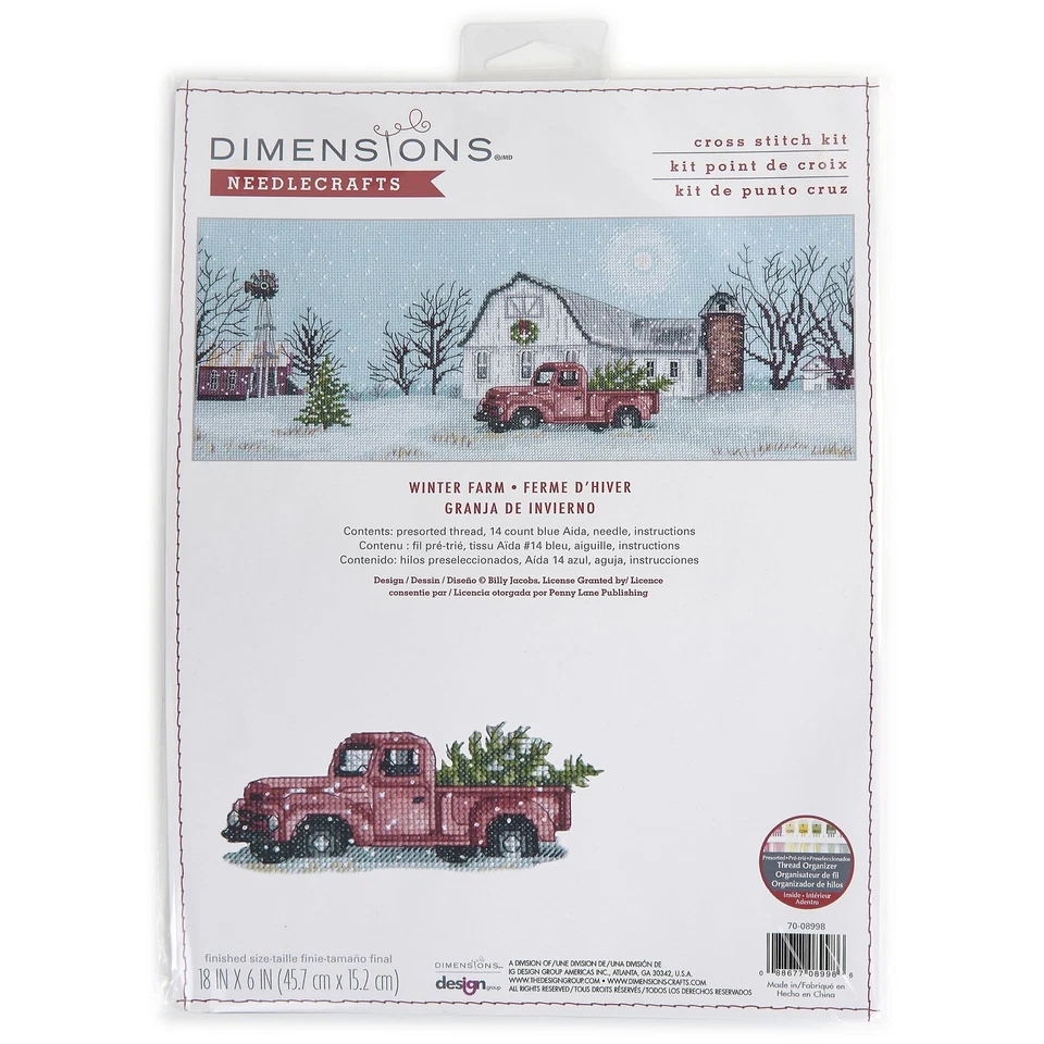 Dimensions 70-08998 Winter Farm Christmas Counted Cross Stitch Kit 18" " ...