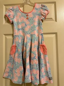 Eleanor Rose Hadlee Blue Floral Dress EUC Girls Size 8/10 - Picture 1 of 3
