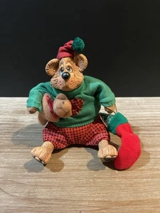 Russ Berrie The Christmas Country Folks GRIZZMAS Shelf Sitter Resin and Plush - Picture 1 of 21
