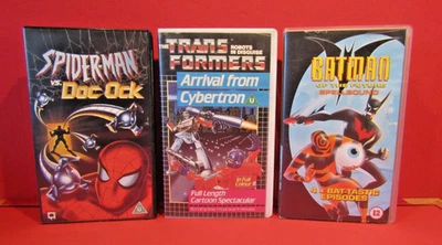 Spider-Man vs. Doc Ock Batman Transformers Bundle of 3 VHS Pal Tape Cassettes - Image 1 of 4