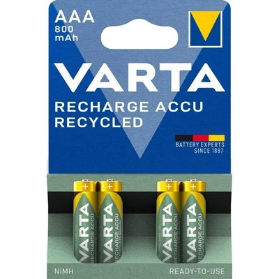 [56813 101 404] Varta Blister de 4 RECHARGE ACCU Recycled 800 mAH AAA Micro NiMH - Photo 1/4