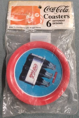 VINTAGE COCA-COLA 6CT METAL COASTERS 1998 NOS NIP - Image 1 of 3