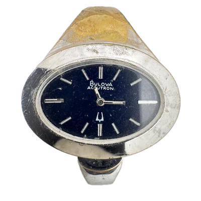 Vintage 34mm Accutron Blue Dial Men's Tuning Fork Wristwatch 221 0 Steel Foto 1 de 3