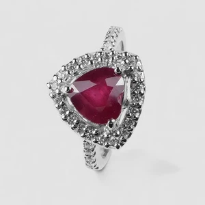 2.20Ct Elegant Blood Red Ruby Heart Ring 925 Sterling Silver Handmade Jewelry - Picture 1 of 10