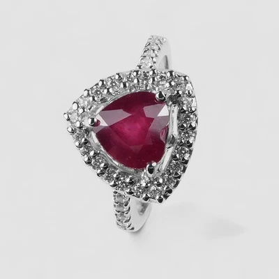 2.20Ct Elegant Blood Red Ruby Heart Ring 925 Sterling Silver Handmade Jewelry - Image 1 of 4