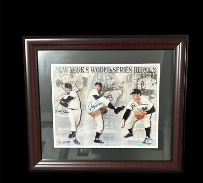 Dusty Rhodes, Johnny Podres, and Don Larsen signed Framed 11x14 photo w/ JSA - Image 1 of 4