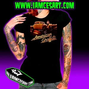 American Graffiti Women's 100 % Cotton Tee DTG Hotrods Rockabilly iamcesart - Picture 1 of 2