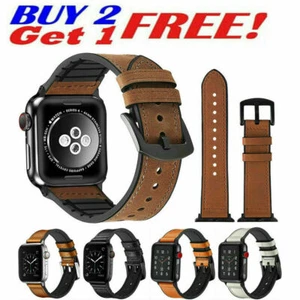 Classic Leather Silione Strap For Apple iWatch Ultra Series 9 8 7 6 5 4 3 2 1 SE - Picture 1 of 23
