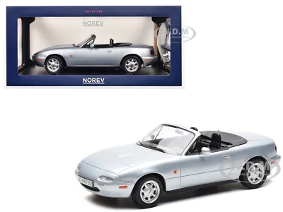 Mazda MX-5 1991 convertible plateado 1/18 modelo de coche fundido a presión de Norev 188023 Foto 1 de 4