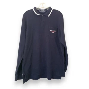 Polo Ralph Lauren Sweater Knit Shirt Blue Thermal Flag Casual Preppy XL Vintage - Picture 1 of 6
