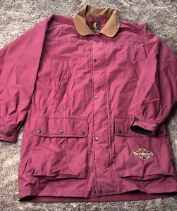 Browning Hombre Abrigo Chaqueta Grande Borgoña Cuero Cuello Pana Puños Excelente Estado - Imagen 1 de 14