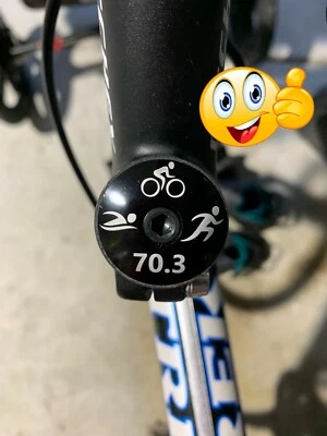 70.3 race theme Headset stem cap aluminum laser etch with bolt - Image 1 of 2