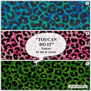 QT, TINTE & PFEIL, "TOUCAN DO IT", LEOPARDENMUSTER DESIGNS, STOFFE PREIS @ 1/2 YD - Bild 1 von 4