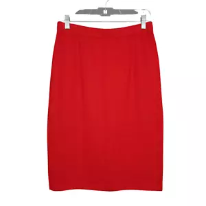 Gonna Santana rossa nuova con etichetta St. John Collection taglia 8 maglia lana pull on grigio Marie - Foto 1 di 9