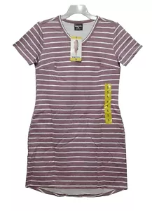 32 Degrees Cool sz:S Women's Lady Short Sleeve V-Neck T-Shirt Dress Pink Stripe - Picture 1 of 8