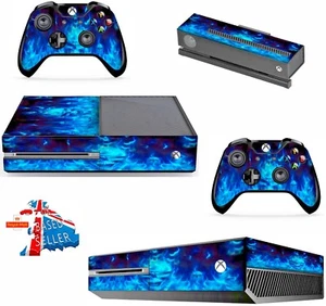 BLAU GEFLAMMTER SCHÄDEL XBOX ONE SCHÜTZENDE HAUT AUFKLEBER VINYL STICKER FOLIE - Bild 1 von 7