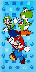 Super Mario Kids Beach or Bath Towel Measures 27 x 54 in NWT 90% Cotton - Picture 1 of 1