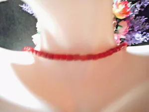 Red rice grain sized 70's surfer choker necklace with orange/red beads.. - Picture 1 of 7