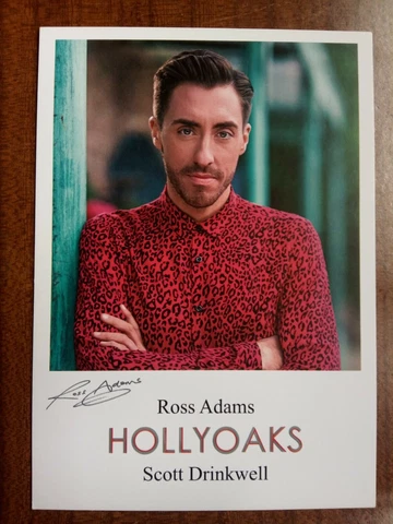 ROSS ADAMS *Scott Drinkwell* HOLLYOAKS PRE-SIGNED AUTOGRAPH FAN CAST PHOTO CARD Cover