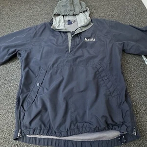 Nautica Competition Jacket Blue Hooded Fleece Coat Gray Mens Medium Pockets - Picture 1 of 11