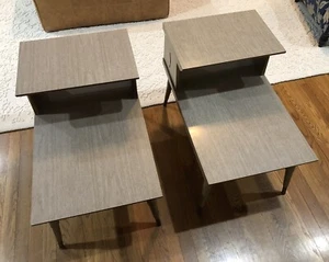 2  Mid Century Modern 2 Tier End Side Tables 1960's Formica Tops Atomic - Picture 1 of 17