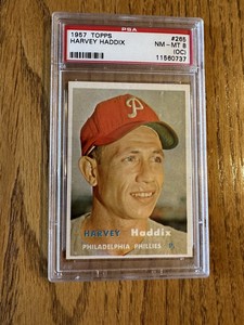 1957 Topps #265 Harvey Haddix Phillies- FIRST Card in TOUGH Series NM-MT PSA 8oc