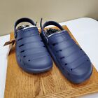 Rugged Shark Mens Lined Clogs Size 10 Blue With Black White Fur Lining Comfort