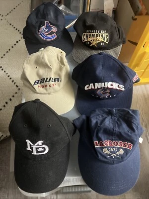 Bulk Lot Of 6 Assorted NHL Hockey Lacrosse And University School Hats Vancouver - Image 1 of 4