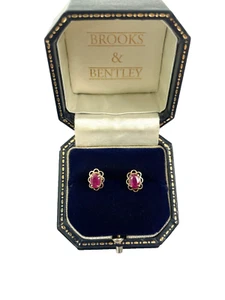 Pendientes de rubí de oro de 9 quilates de 0,70 quilates con rubí de oro de colección - Imagen 1 de 15