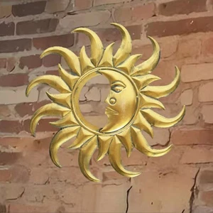 15" Metal Garden Decor All Weather Sunface Wall Hanging Ornament Indoor/Outdoor - Picture 1 of 5