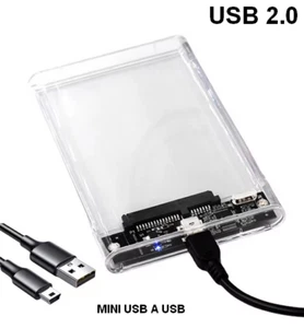 BOX CASE 2,5 HARD DISK SATA USB HDD SATA ESTERNO DISCO DRIVE PORTATILE trasp - Foto 1 di 3