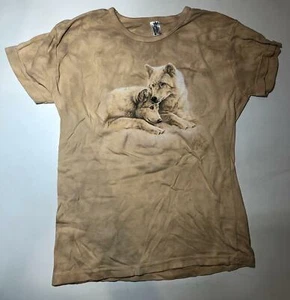 The Mountain Girl Youth Beige Two Wolves Family Wolf Cotton Kids T-Shirt M-XL - Picture 1 of 5