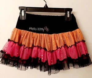 Sanrio Hello Kitty Tutu Skirt. Child Size 4. Black/Orange/Hot Pink. Sequins. - Picture 1 of 9